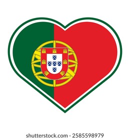 Portugal Heart Flag. Portuguese Love Shape Country Nation National Flag. Love Portuguese Republic Banner Icon Sign Symbol. EPS Vector Illustration.