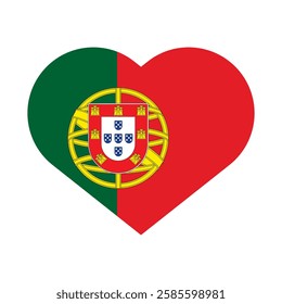 Portugal Heart Flag. Portuguese Love Shape Country Nation National Flag. Love Portuguese Republic Banner Icon Sign Symbol. EPS Vector Illustration.