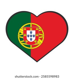 Portugal Heart Flag. Portuguese Love Shape Country Nation National Flag. Love Portuguese Republic Banner Icon Sign Symbol. EPS Vector Illustration.