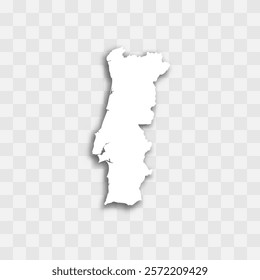 Portugal high detailed vector representation of country silhouette. White color on transparent background with dropped shadow. For educational, decorative, or informational use.