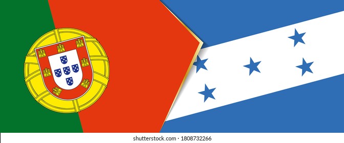 Die Flaggen Portugals und Honduras, zwei Vektorflaggen Symbol für Beziehung oder Konfrontation.
