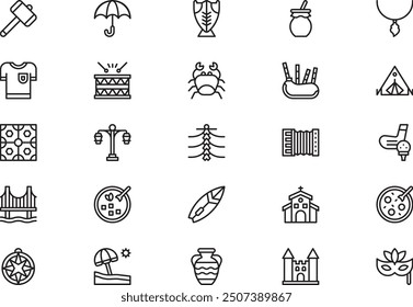 Portugal icons collection is a vector illustration with editable stroke.