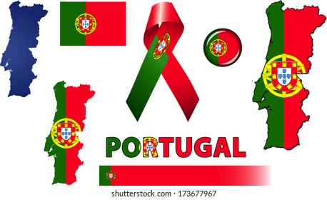 Portugal Icons. Set of vector graphic images and symbols representing Portugal.