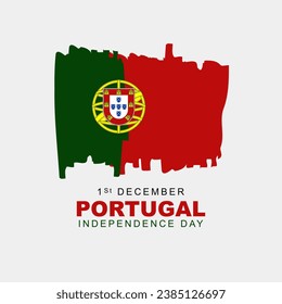 Portugal independence day is celebrated every year on 1 december, Greeting card design with flag. Vector illustration