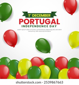 Portugal Independence Day celebration background balloons with national flag colors illustration