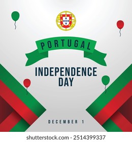 Plantilla de diseño de Vector del Día de la Independencia de Portugal buena para el uso de la celebración. Diseño del Día de la Independencia de Portugal. diseño plano. eps 10.