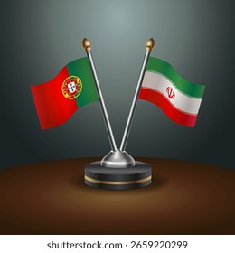 La tabla de Portugal e Irán marca la relación con el fondo de gradiente. Ilustración vectorial
