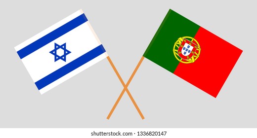 Portugal and Israel. The Portuguese and Israeli flags. Official colors. Correct proportion. Vector illustration
