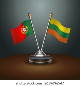 Portugal e a Lituânia sinalizam a relação com o fundo do gradiente. Ilustração de vetor