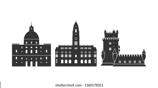 Portugal logo. Isolated Portuguese architecture on white background