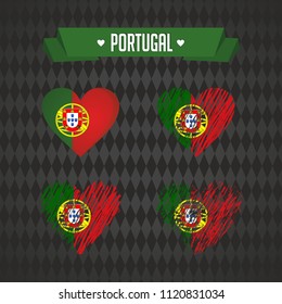 Portugal with love. Design vector broken heart with flag inside.
