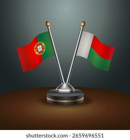 Tabela de Portugal e Madagascar sinaliza relação com fundo de gradiente. Ilustração de vetor