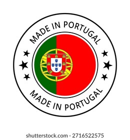 Portugal Made in Stamp in circle with flag Vector template on white background