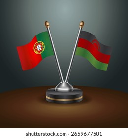 Tabela de Portugal e Malawi sinaliza relação com plano de fundo gradiente. Ilustração de vetor