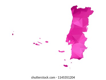 portugal Map - Abstract geometric rumpled triangular low poly style gradient graphic on white background , line dots polygonal design for your . Vector illustration