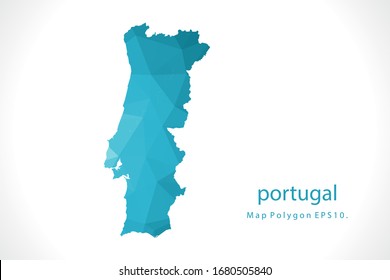 portugal Map Abstract geometric rumpled triangular low poly style gradient graphic on white background
