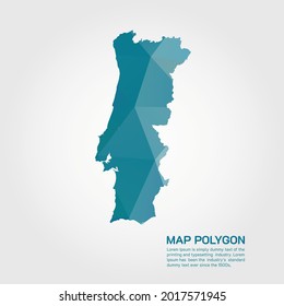 Portugal Map Abstract geometric rumpled triangular low poly style gradient graphic on white background