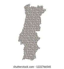 Portugal map abstract schematic from black ones and zeros binary digital code. Vector illustration.