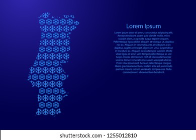 Portugal map abstract schematic from snowflake blue pattern decoration Christmas and Happy New Year with space stars for banner, poster, greeting card. Vector illustration.