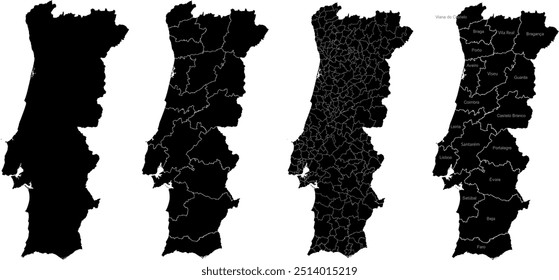 PORTUGAL MAP with its administrative divisions and regions