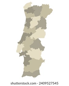 Portugal map. Map of Portugal in administrative provinces in multicolor