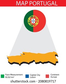 Portugal map area vector illustration flag geography