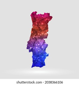 Portugal map background in polygonal style. Vector illustration low poly colorful Portugal map of isolated. Vector EPS 10.