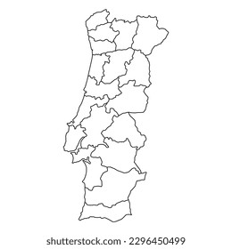Portugal Outline Silhouette Map Illustration With Districts. Royalty Free  SVG, Cliparts, Vectors, and Stock Illustration. Image 75080275.