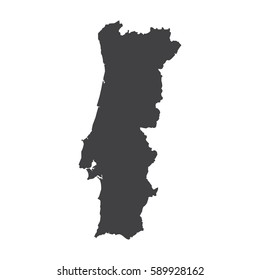 Portugal map in black on a white background. Vector illustration