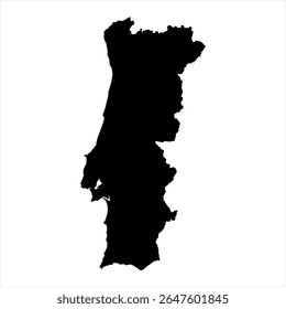 Portugal Map - black World Map International vector template with High detailed isolated on white background - Vector