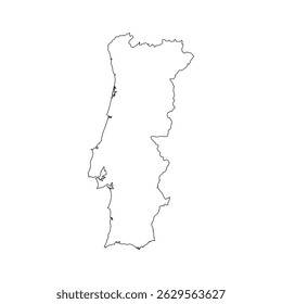 Portugal map with distinct black outline borders