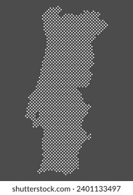 Portugal map dot on gray background.  Dotted map of Portugal for your web site design, app, UI. Vector eps10.