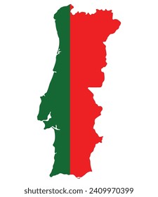 Mapa de Portugal. Mapa de Portugal con bandera de Portugal