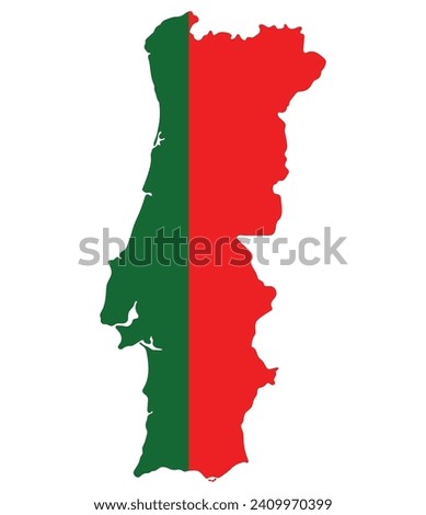 Portugal map. Map of Portugal with Portugal flag
