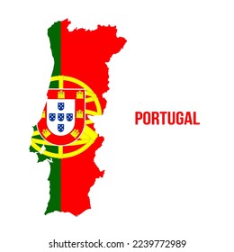 Portugal map with flag color. Map of Portugal with flag. flag of Portugal vector illustration