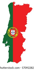 Portugal map with flag - Illustration