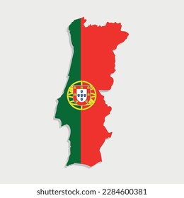 portugal map with flag on gray background