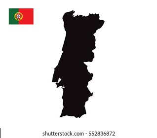 Portugal Map with Flag Vector