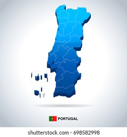 Portugal map and flag - vector illustration