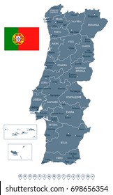 Portugal map and flag - vector illustration