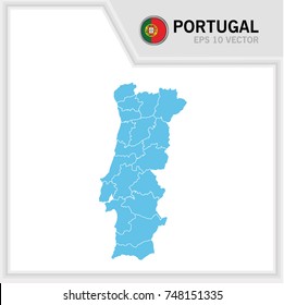 Portugal map and flag in white background