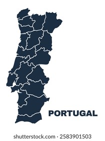 Portugal map flat border outline vector