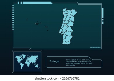Portugal Map Futuristic  infographic Map element collection background