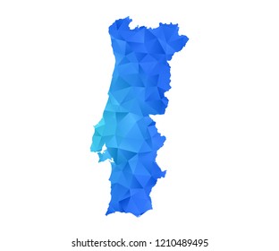 Portugal map in geometric blue polygonal style modern design on white background. Vector illustration.map in geometric blue polygonal style modern design on white background. Vector illustration.