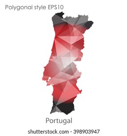 Portugal map in geometric polygonal style.Abstract triangle,modern design background.