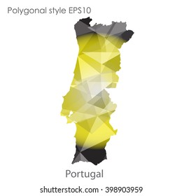 Portugal map in geometric polygonal style.Abstract triangle,modern design background.