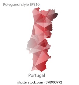 Portugal map in geometric polygonal style.Abstract triangle,modern design background.