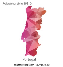 Portugal map in geometric polygonal style.Abstract triangle,modern design background.