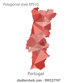 Portugal map in geometric polygonal style.Abstract triangle,modern design background.