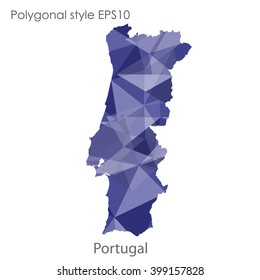 Portugal map in geometric polygonal style.Abstract triangle,modern design background.